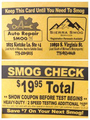 Great deal on a car smog, paid 20 bucks vs almost 30.