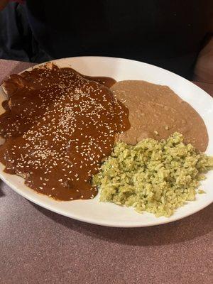 Chicken Mole, chicken was juicy sauce a little too sweet but good.