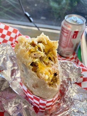 Chicken and carnitas burrito