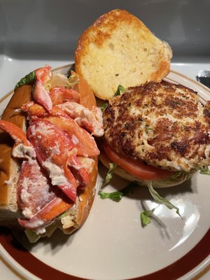 Delicious Lobster Roll and a nice sized Crab Cake Sandwich that came with a lot of skinny fries.