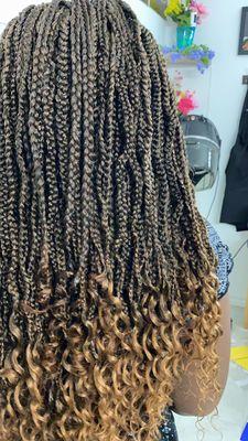 Hair crochet with braids at the front.
Single braids