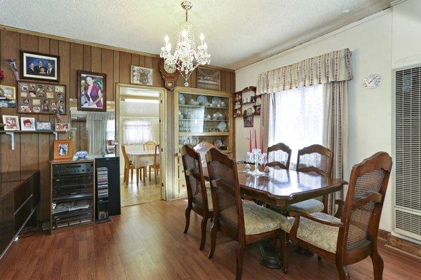 Built in china cabinet in the dining area.