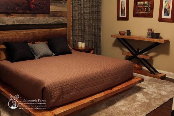 Wood slab platform bed