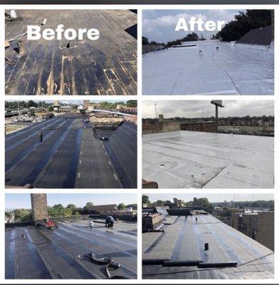 Before and after commercial roof