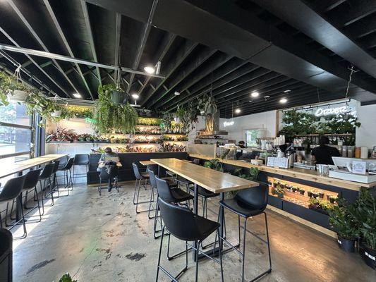 Cozy cafe seating surrounded by plants!!!