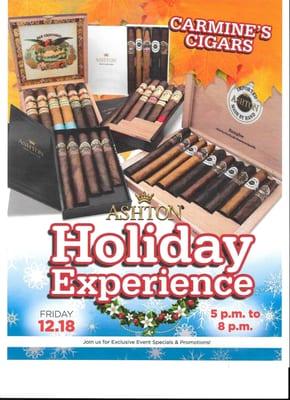 Ashton cigars holiday experience on December 18 5pm to 8pm