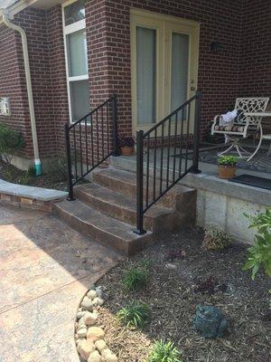 CONCRETE PATTERN STEPS WITH RAILING & STAMP CONCRETE