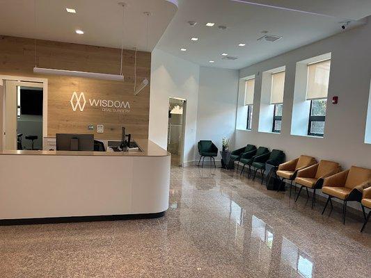 Wisdom Oral Surgery's beautiful patient lounge.