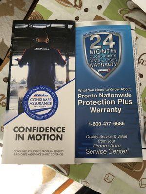 Warranties on their parts and labor AND reimbursable roadside assistance 24,000 month and 24,000 mile no extra charge!