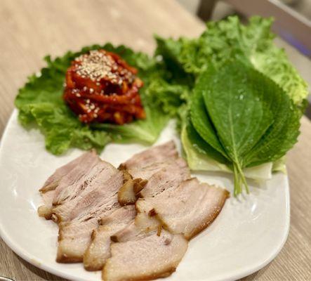 Sliced Steam Pork Belly w/ Vegetable (not pictured: combo with Spicy Buckwheat Noodle) $29.95