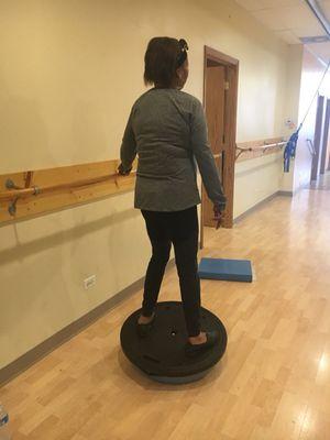 Our patients love to feel more stable as they move about in their daily lives.......our balance training helps them with that!