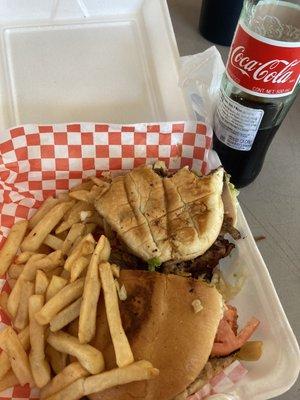 Torta Cubana, fries and Coke.