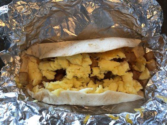 Potato, Egg and Cheese Breakfast Taco