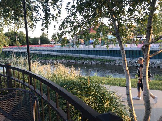 Brass Elk outdoor seating on the Elkhart river walk.