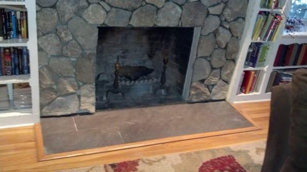 refinished fireplace