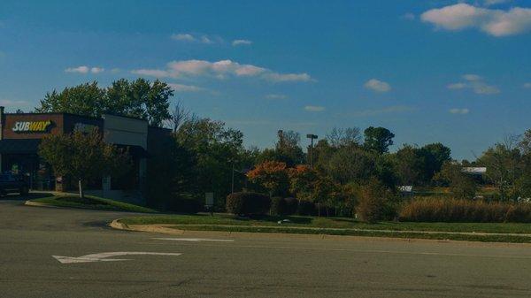 across from the pilot next to the zaxby's..there's strip center a cigar shop and more but Subway's right in my Fall foliage shot