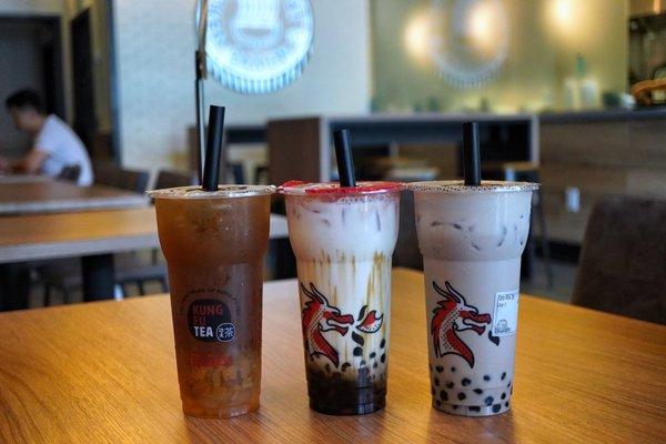 Peach Oolong Punch tea, Red Bean Wow Milk Tea, taro milk tea