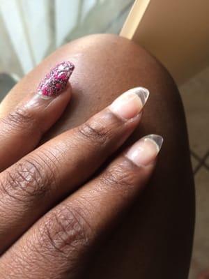 This is a horrible job done at natural nail salon