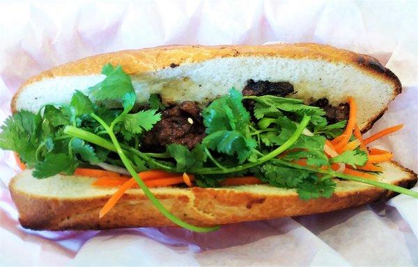 Grilled beef banh mi. Delish, get it.