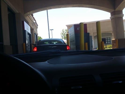 Waiting in the atm drive thru