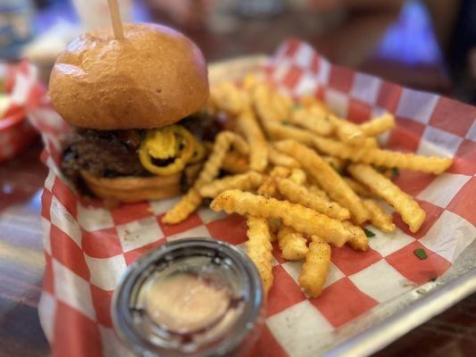 Poodle Burger with regular fries - $17