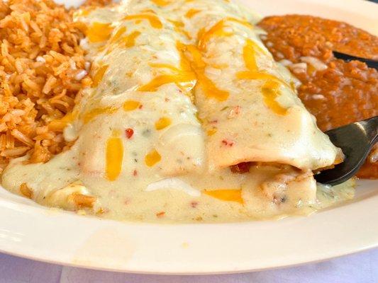 Sour Cream Chicken Enchiladas Plate