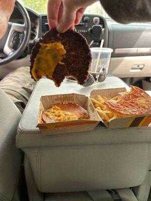 ordered it like this "can i please have a bacon quarter pounder meal with cheese, no pickles, no onions, substitute big mac sauce