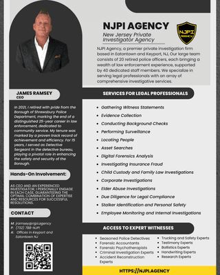 NJPI Agency Resume New Jersey Private Investigator Agency