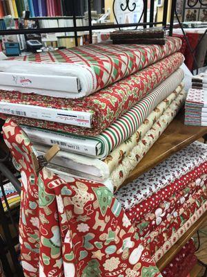 Holiday fabrics are sold by the yard. Nice.