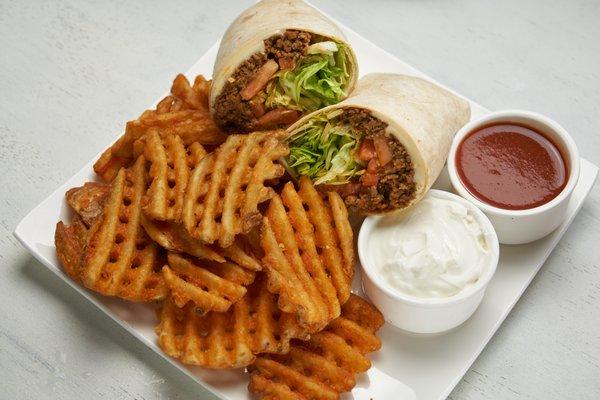 Beef Taco with Waffle Fries