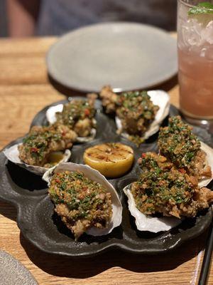 Fried Oysters have a delicious chimichurri.