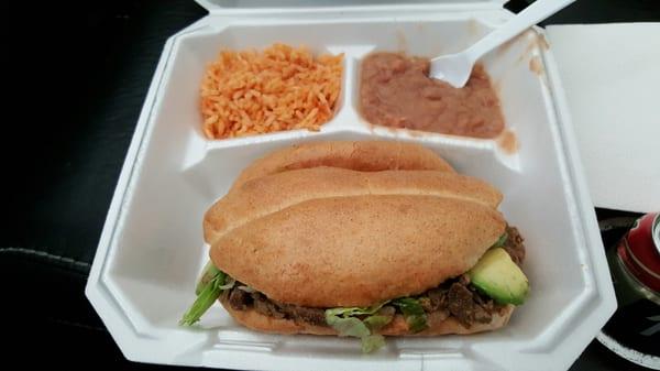 Carne asada torta plate...yummo!