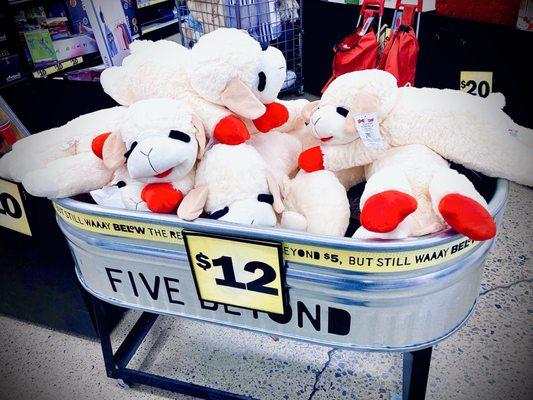 A bin full of giant Lambchop plushes for $12