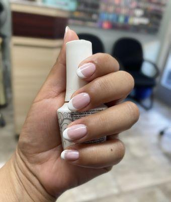 French Tip Gel Manicure with almond shape