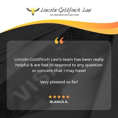 Lincoln Goldfinch Law Client Testimonial From Blanca A.