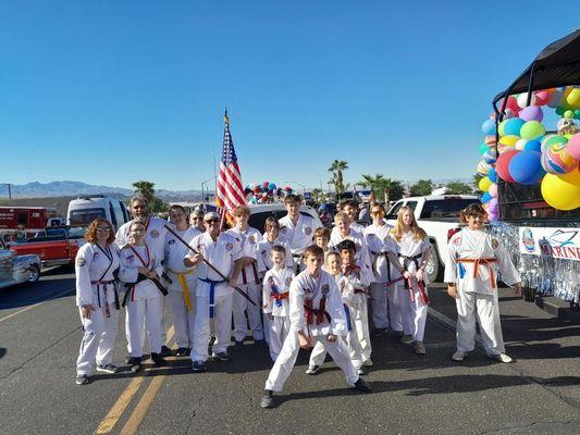 Parade team showing off for London Bridge Days