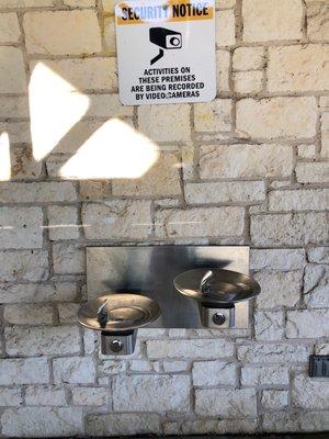 Water fountains under the pavilion