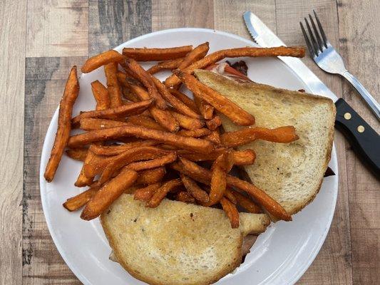 Turkey Melt with Sweet Potato fries