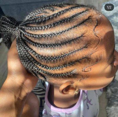 Simple free hand cornrows for kids