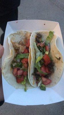 Chicken taco and beef taco. Beef was better