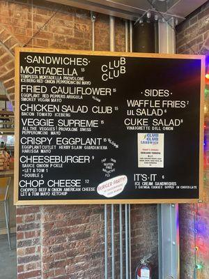 Club club menu