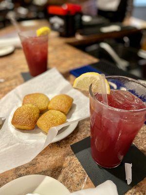 Corn muffins and sangrias