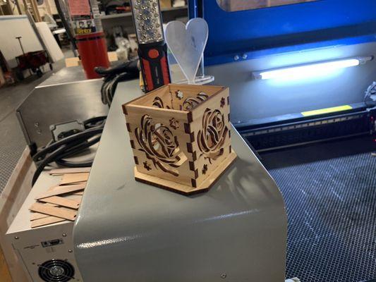 Laser cut wood pen holder