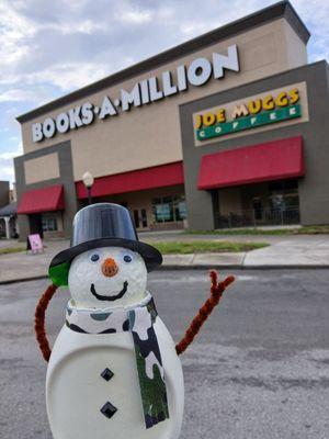 Snowman visits Books-A-Million