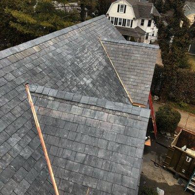 The copper valleys really give this slate roof a distinguished look.