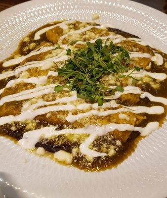 Green Chile enchiladas dinner