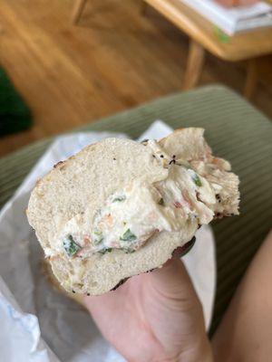 everything bagel with scallion lox spread