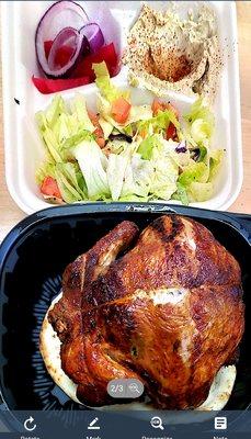 Rotisserie Chicken Combo with Mediterranean Salad and Hummus...