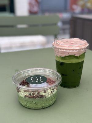 Matcha Sunflower Butter Oats + Koyo Berry Cold Foam Matcha