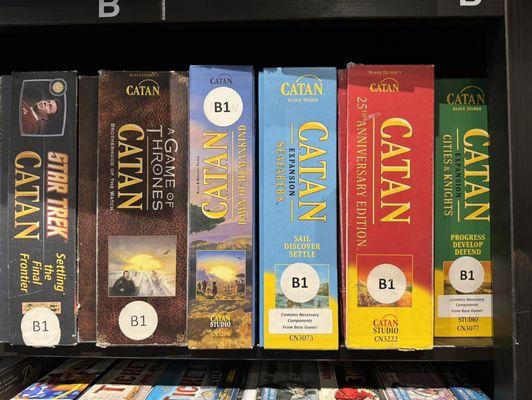 Catan game selections.